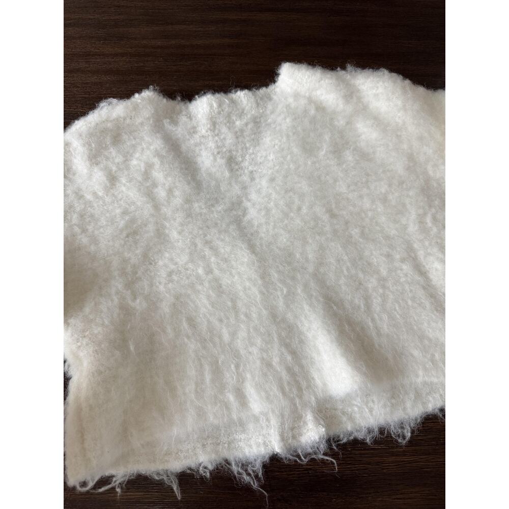 Kimchi Blue Cropped Fuzzy Cardigan Sweater Womens Small Cloud White - Picture 10 of 11